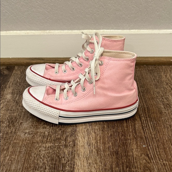 Converse Pink and White High-Top Sneakers - Picture 2 of 8